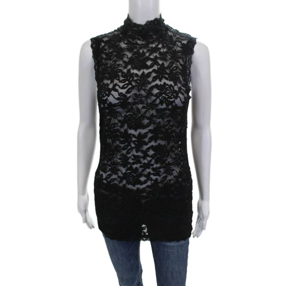 Rosemunde Womens Basic Floral Cotton High Neck Sleeveless Button Blouse Size S